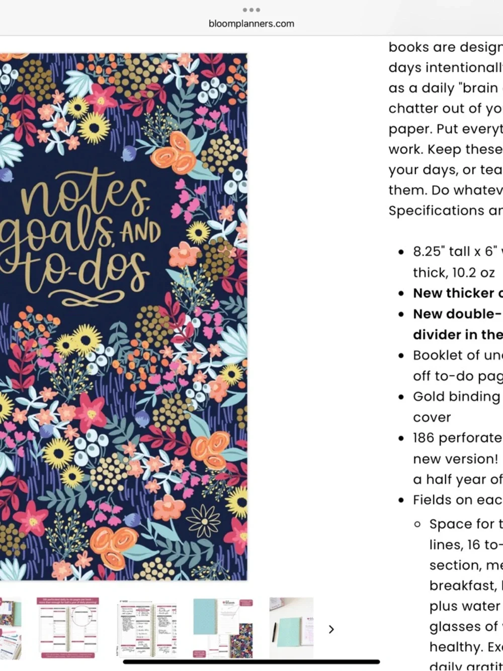 Bloom Floral Notes, Goals & To-Dos Spiral Notebook - Multicolor